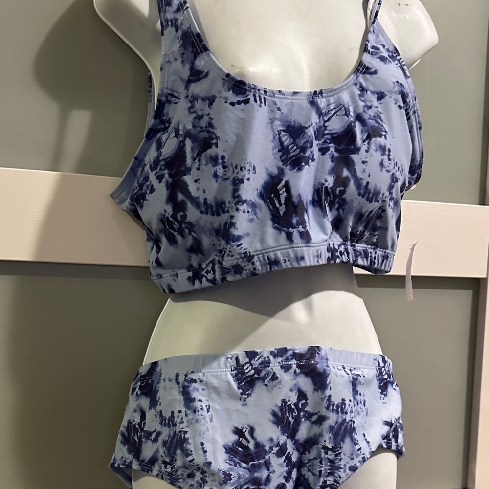 Elegant Blue Tie-Dye swimsuit Set XL